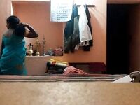 Tamil mom changes her saree while her son secretly record