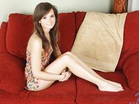 Petite Teen Brunette Carey Nubiles Strips Off Her Dress And Thong To Show Her Shaved Spot