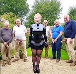 Kinky Cathy Shiny PVC Dress High Heels Otley Cum Slut Granny