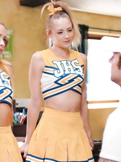 Blonde Cheerleaders Kyler Quinn And Khloe Kapri Get Their Tight Holes Drilled