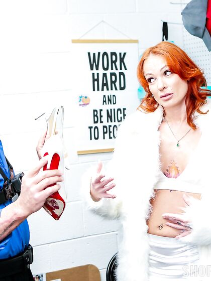 Tattooed Redhead Mature Kessie Shy Get Punished For Stealing