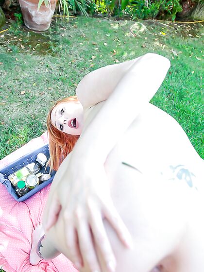 Brown-eyed MILF With Big Juggs Pleasures Younger Dude Outdoors photos (Lauren Phillips)