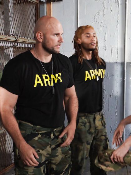Hot Redhead Chick Little Dragon Banged By Two Cocky Soldiers