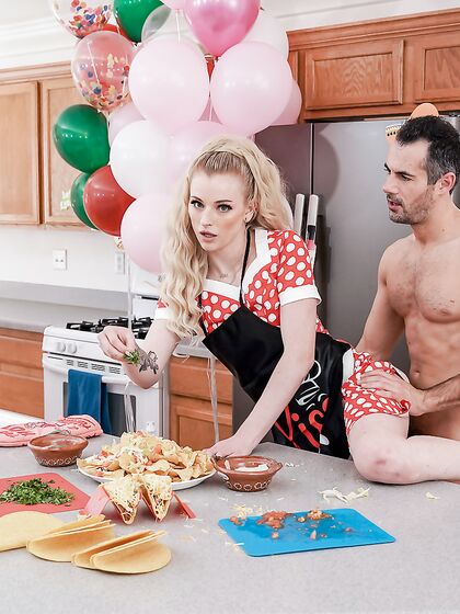 Pretty Blonde Housewife With No Tits Gets Pounded In The Kitchen photos (Hyley Winters)