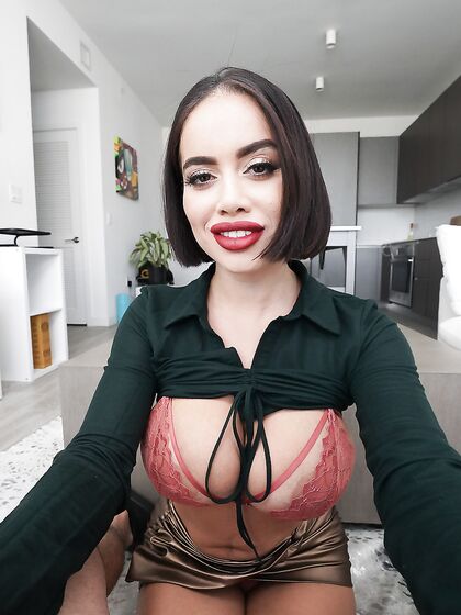 Short-haired Latina Sucks And Tit Fucks Ike's Cock Before Getting Laid photos (Victoria June)
