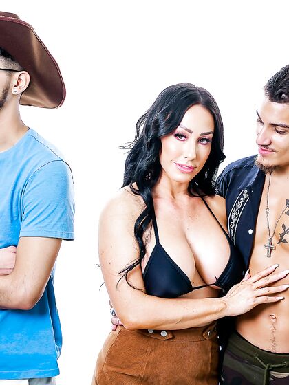 Bosomed Mommy Jennifer White Is Having Fun With Two Young Studs