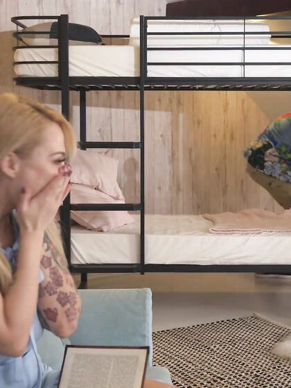 Pigtailed Blondie Named Dominno Gets Fucked In The Hostel