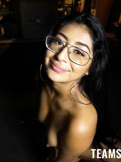 Long-haired Vixen Binky Beaz Takes Cum On Her Glasses After Servicing Hard Dick
