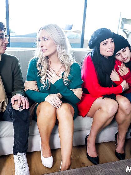 Mona Azar And Bunny Madison Pleasuring Their Stepsons In The Living Room