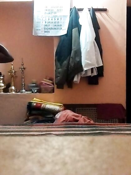 Tamil mom changes her saree while her son secretly record
