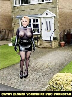 Cathy Shiny Plastic PVC Porn High Heels Otley Slut Granny