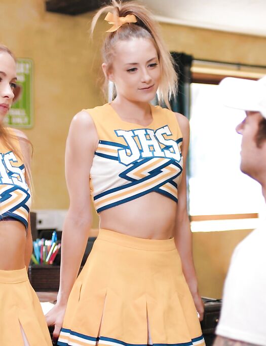 Blonde Cheerleaders Kyler Quinn And Khloe Kapri Get Their Tight Holes Drilled
